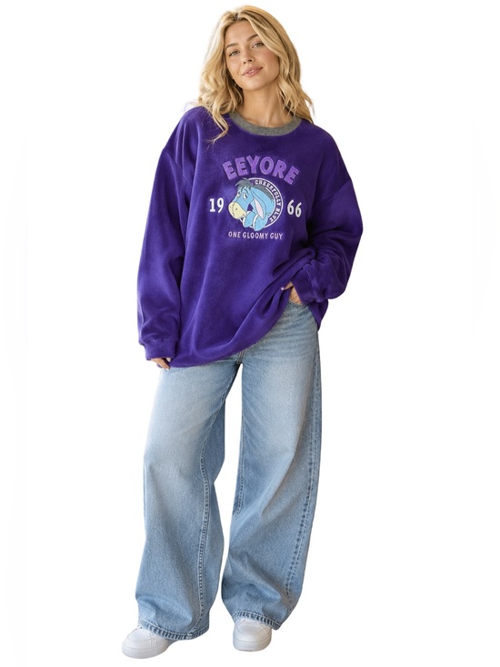 Disney Tops - Vintage Disney Eeyore Fleece Sweatshirt Purple Embroidered Crewneck XL cozy